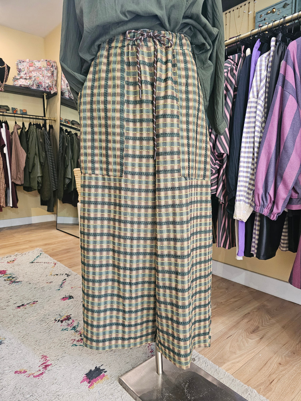 Pantalon vert à carreaux Johanna Paris