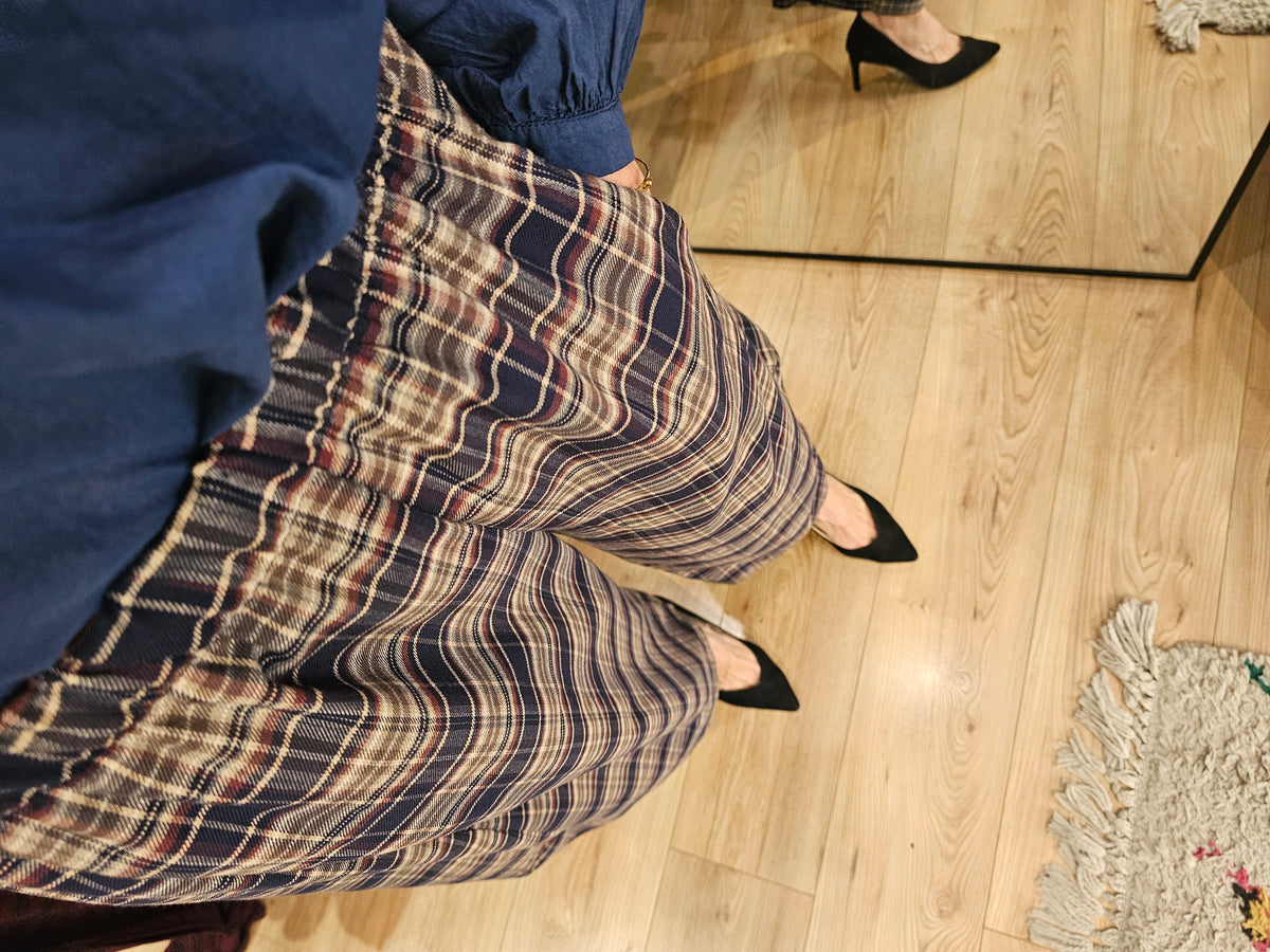 Pantalon à carreaux barrel large