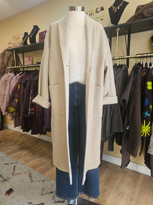Manteau grège chiné