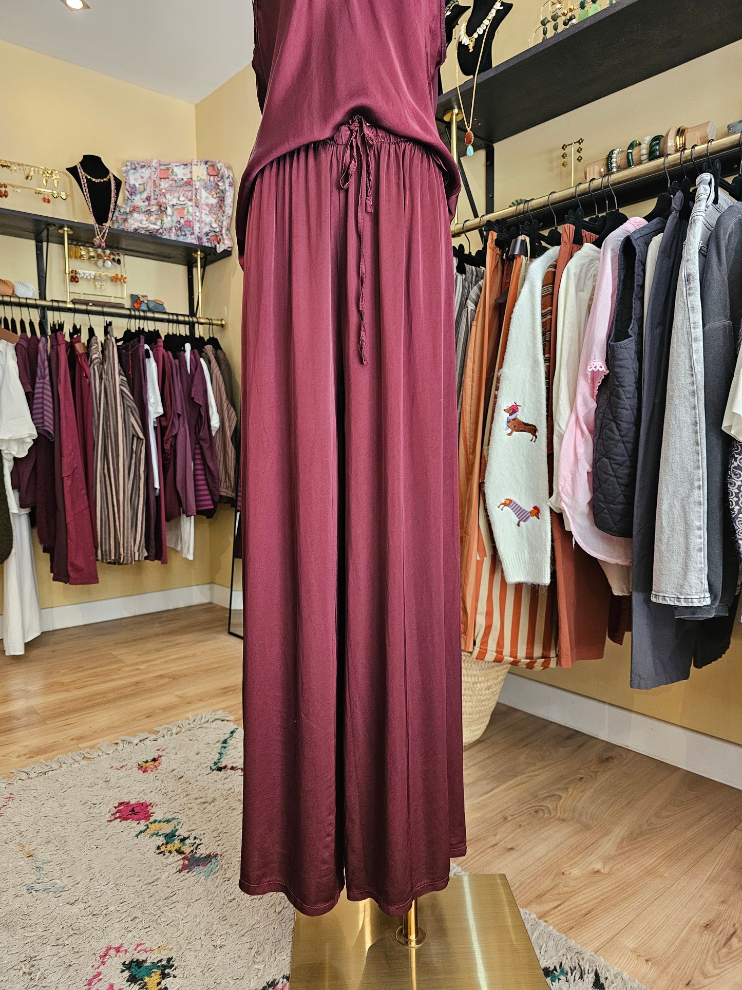 Pantalon prune viscose et soie