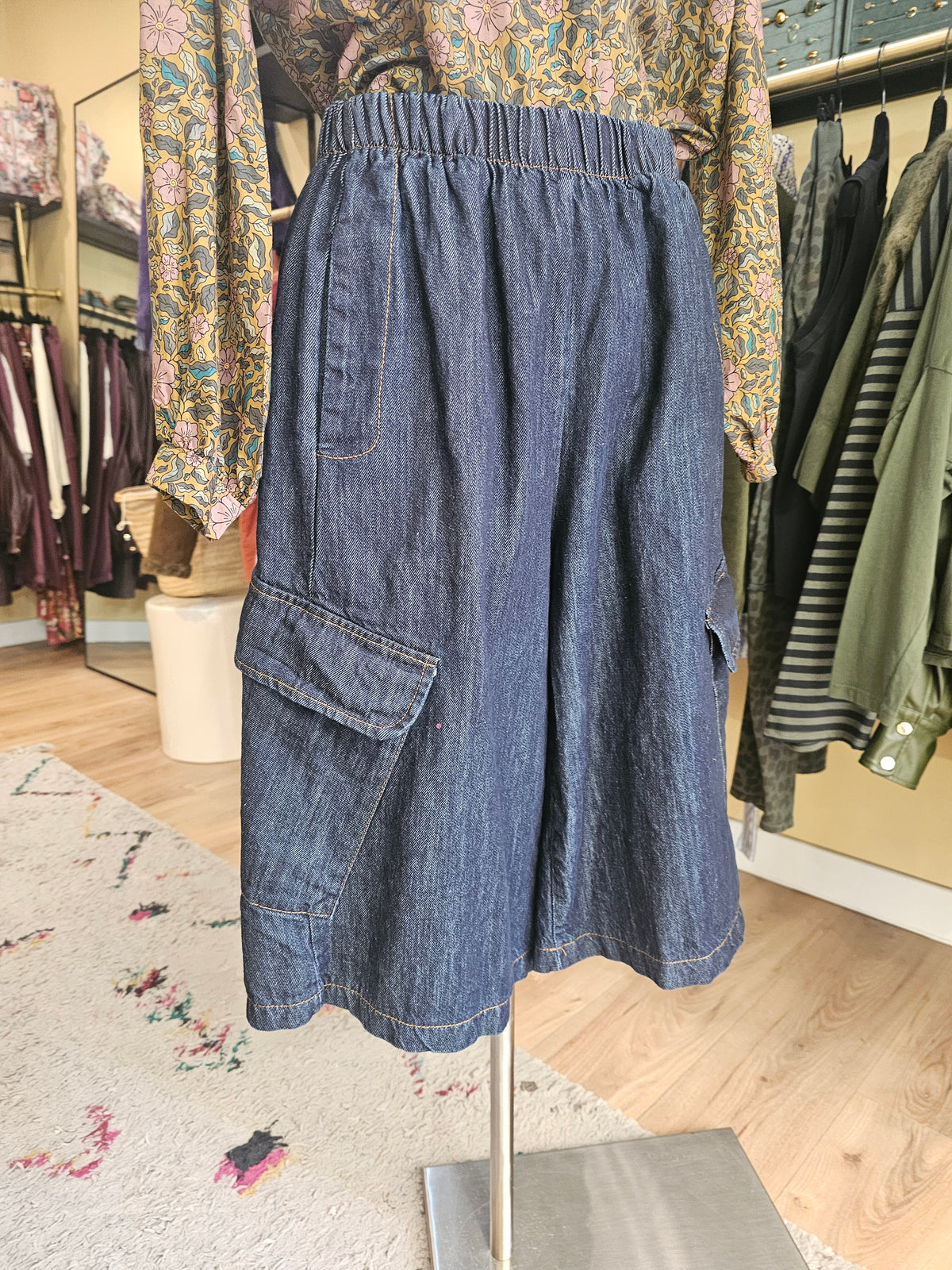 Bermuda cargo long en jean Johanna Paris