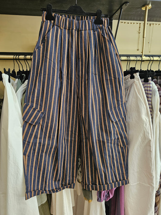 Pantalon rayé camel