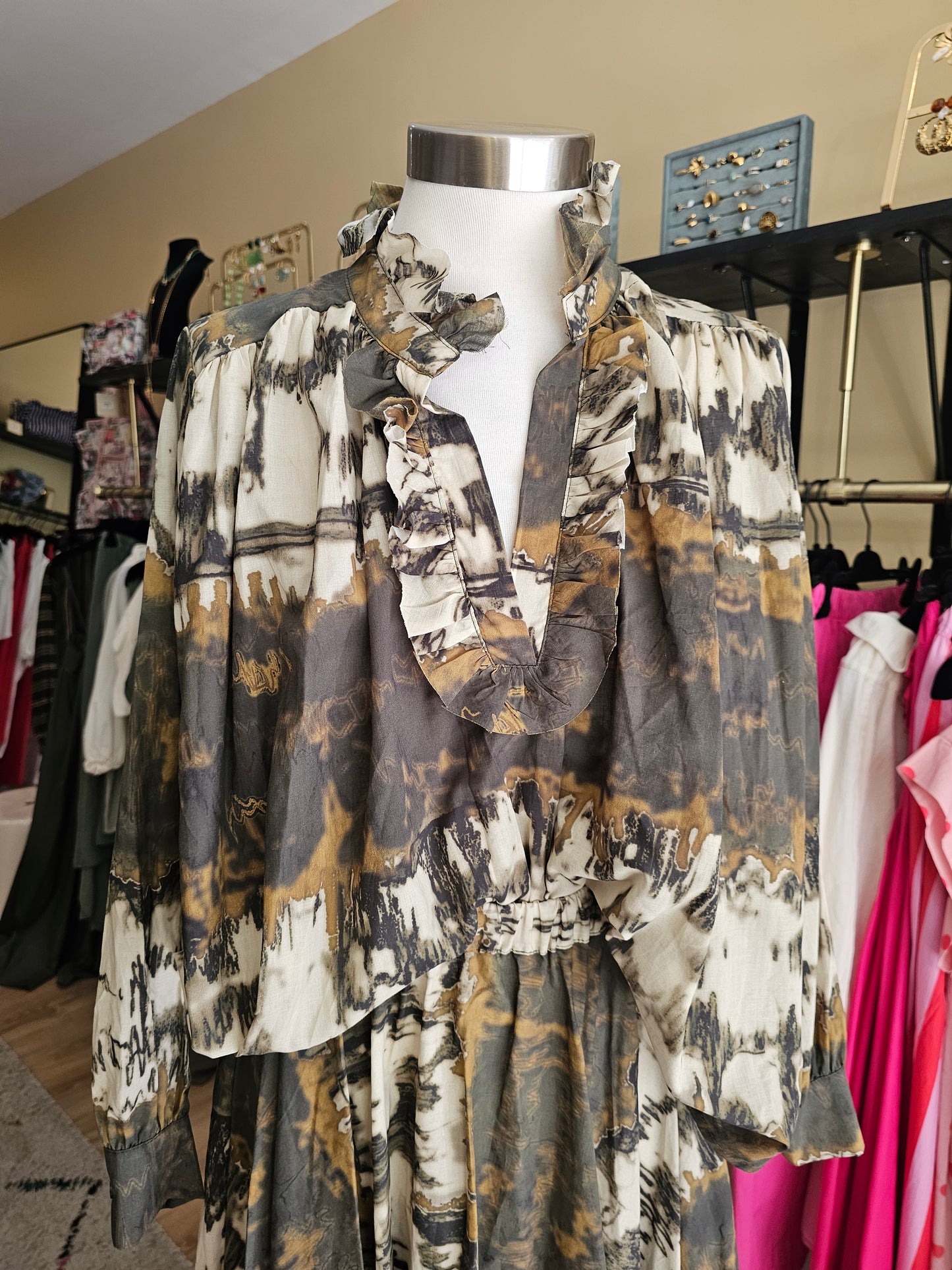 Blouse tye and dye kaki johanna paris