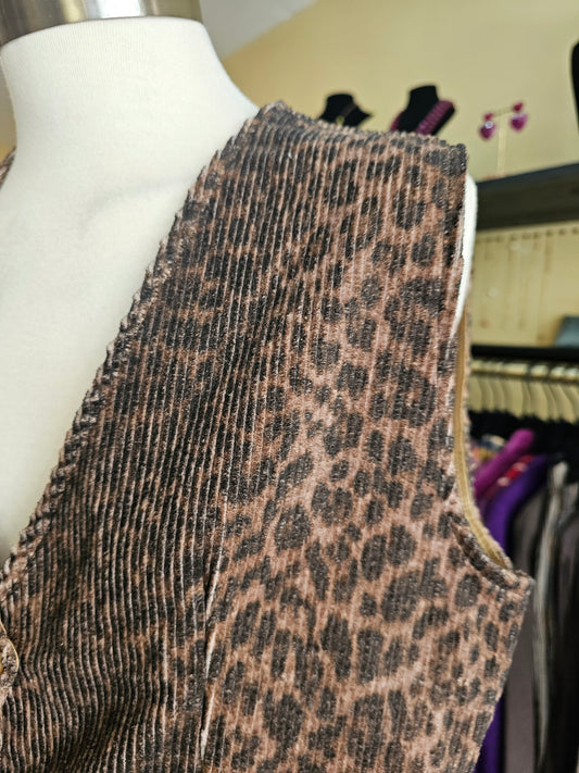 Gilet ssns manche velours leopard