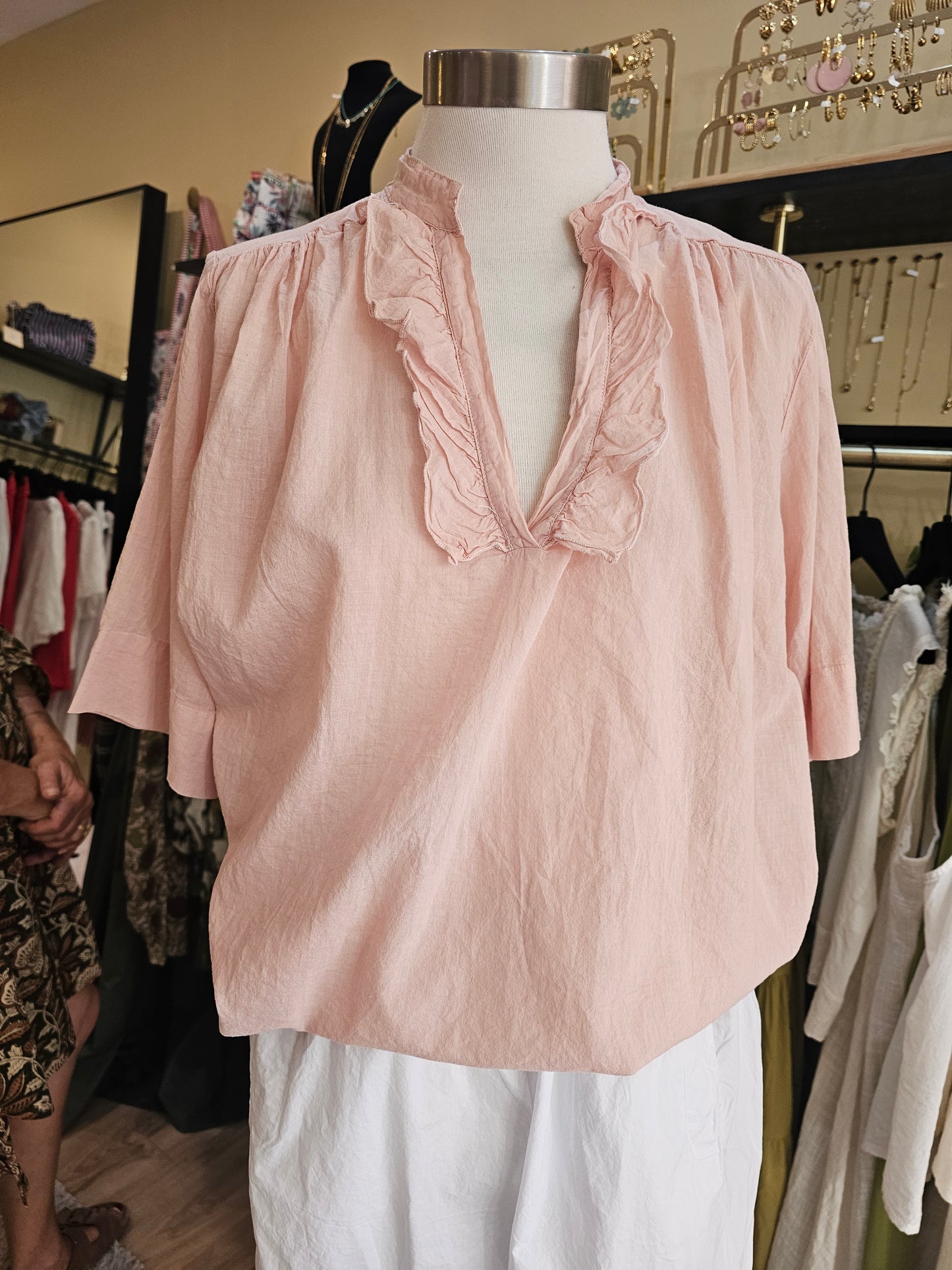 Top en voile de coton rose Johanna Paris