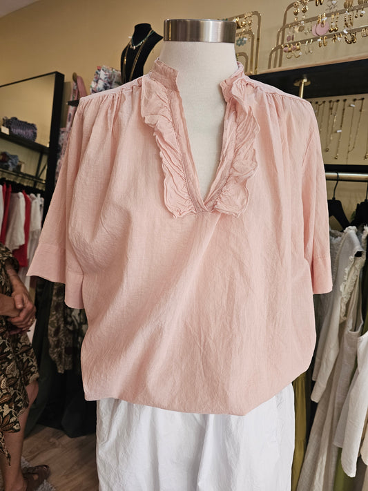 Top en voile de coton rose Johanna Paris