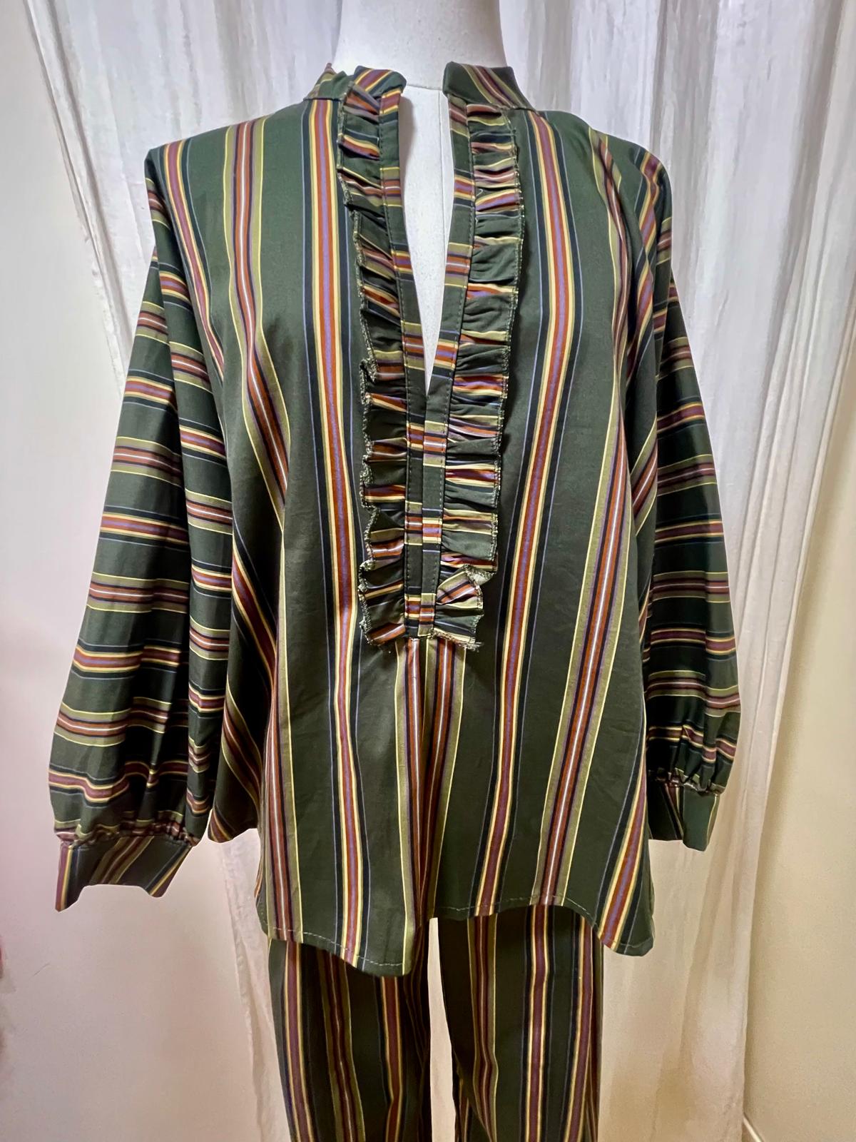 Chemise rayé kaki johanna paris