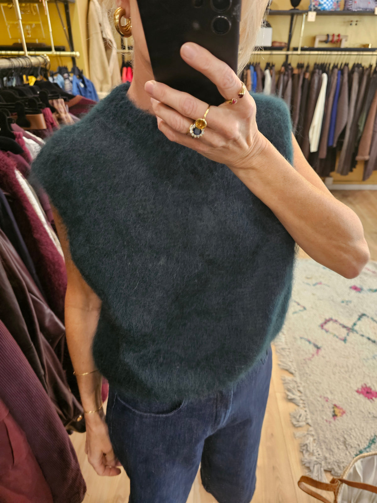 Pull debardeur en mohair vert