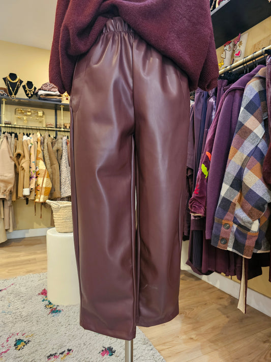 Pantalon simili cuir bordeaux Johanna Paris