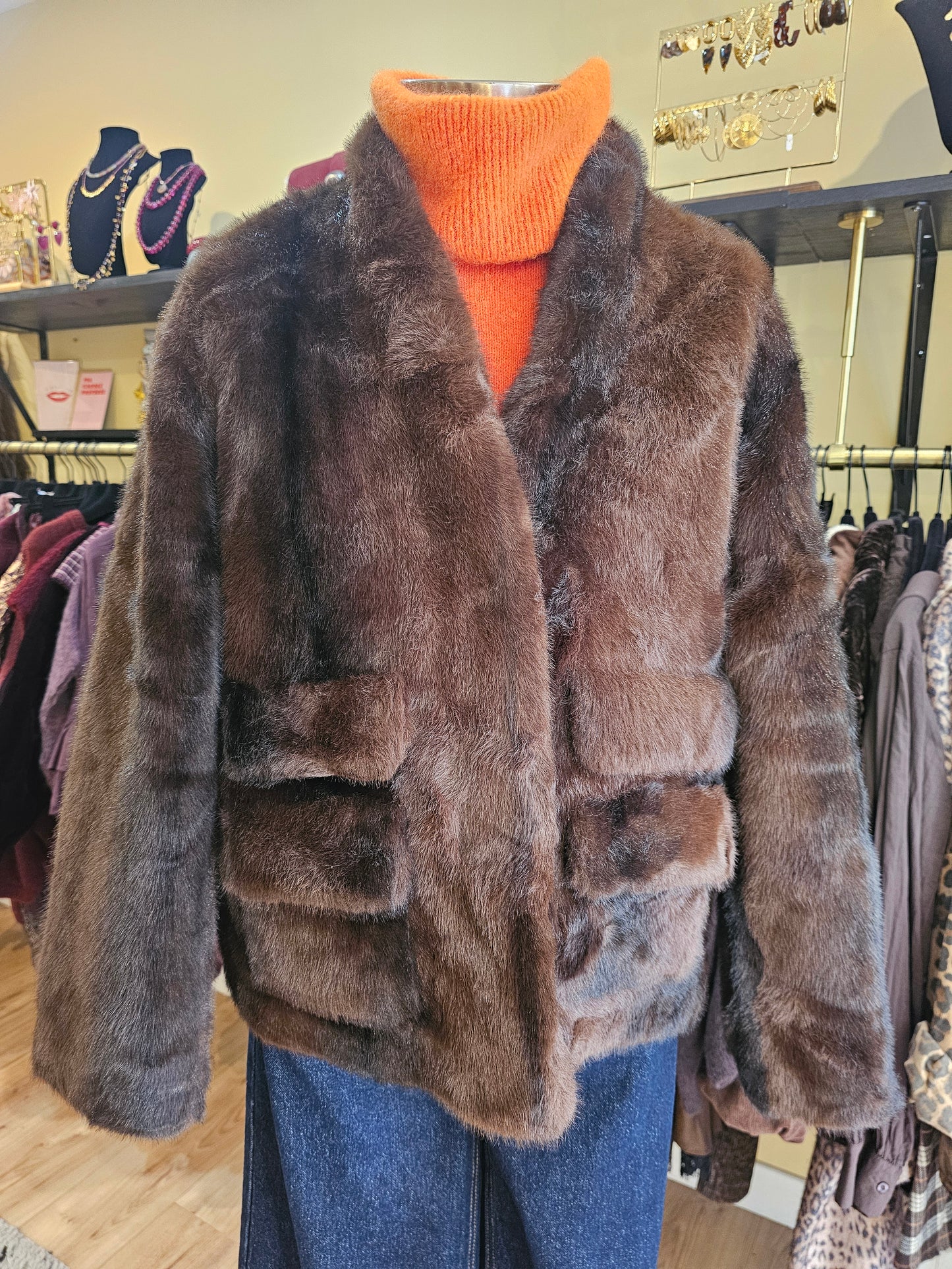 Veste fourrure chocolat Johanna Paris