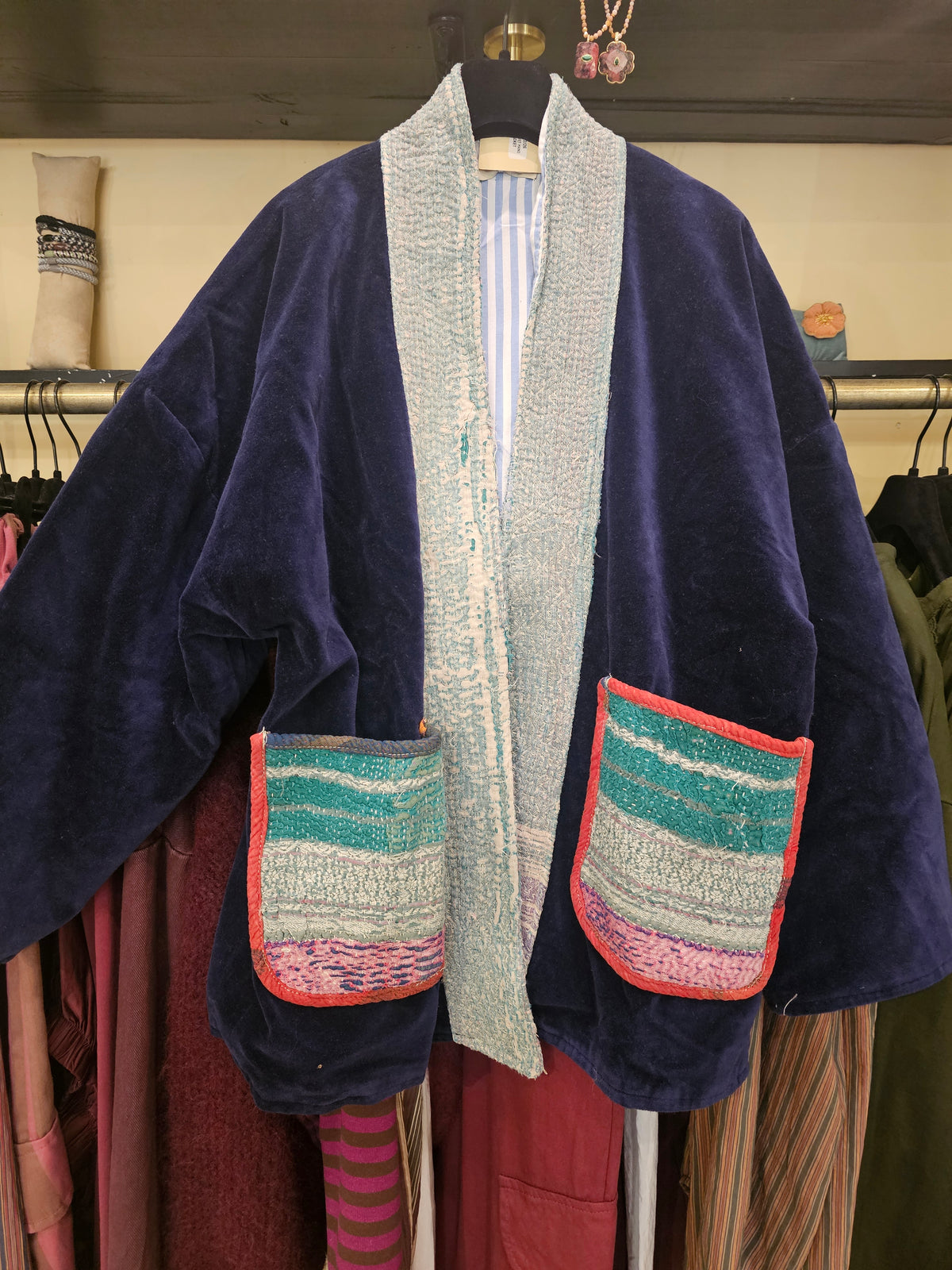Kimono en velours marine The corner