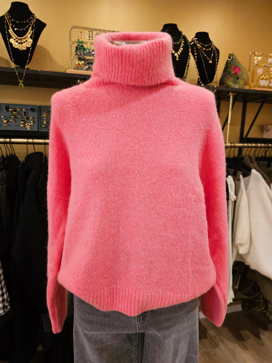 Pull col roulé rose Johanna Paris