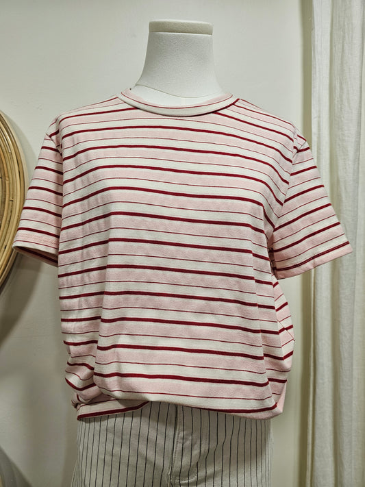 Tshirt rayé rose et rouge