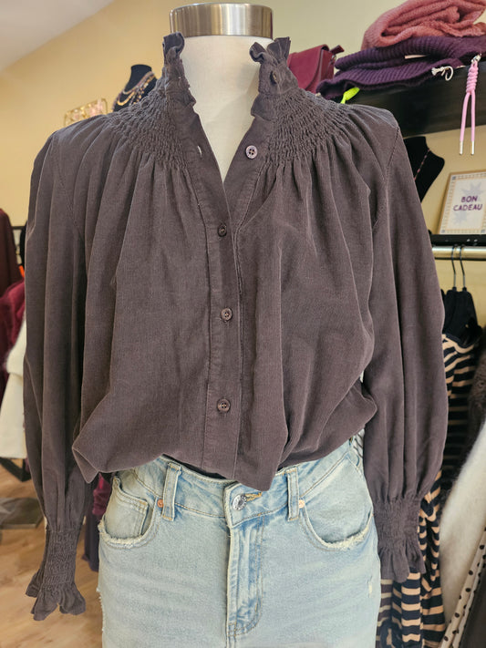 Chemise smockee chocolat Johanna Paris