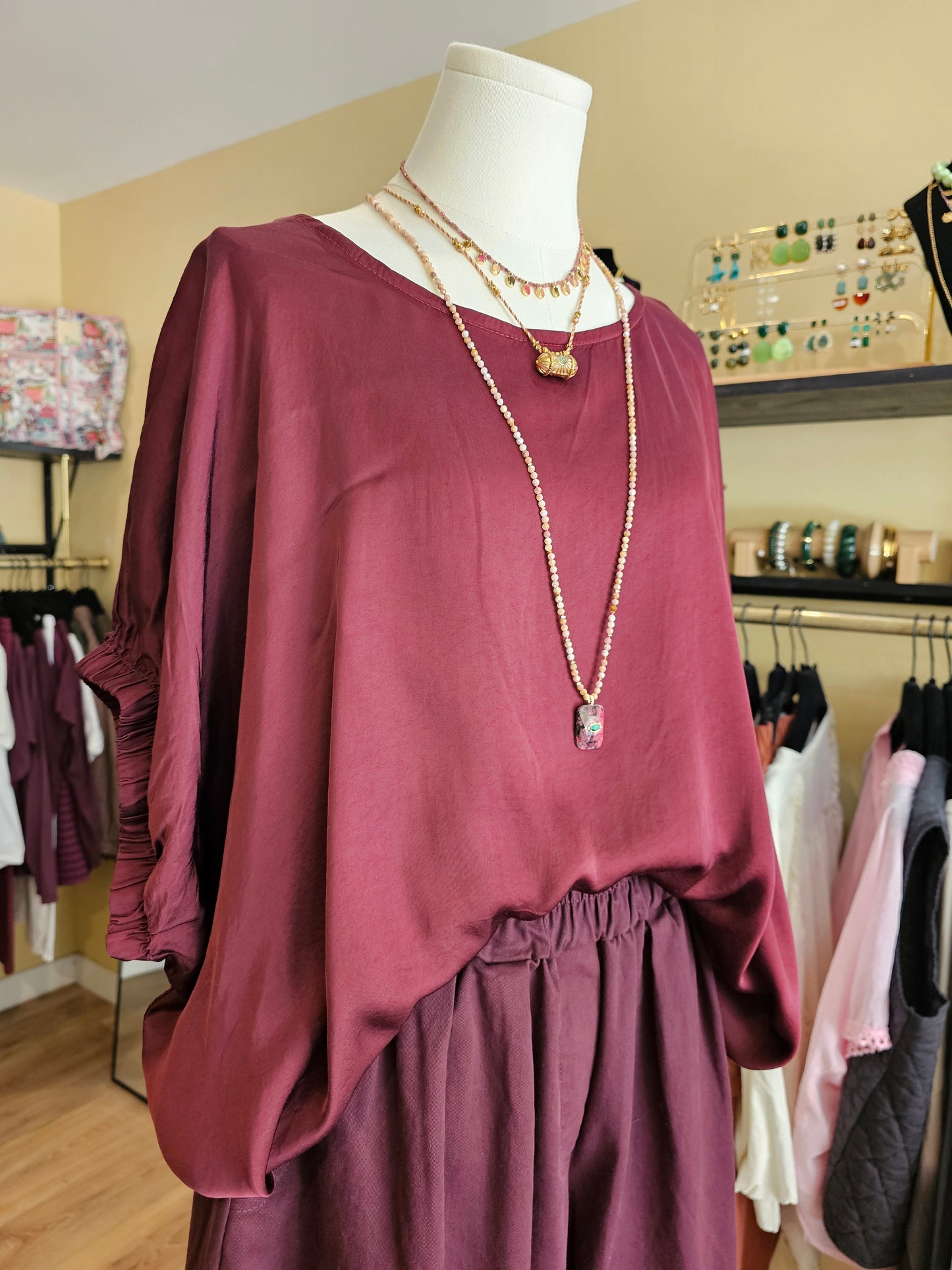 Top prune viscose et soie