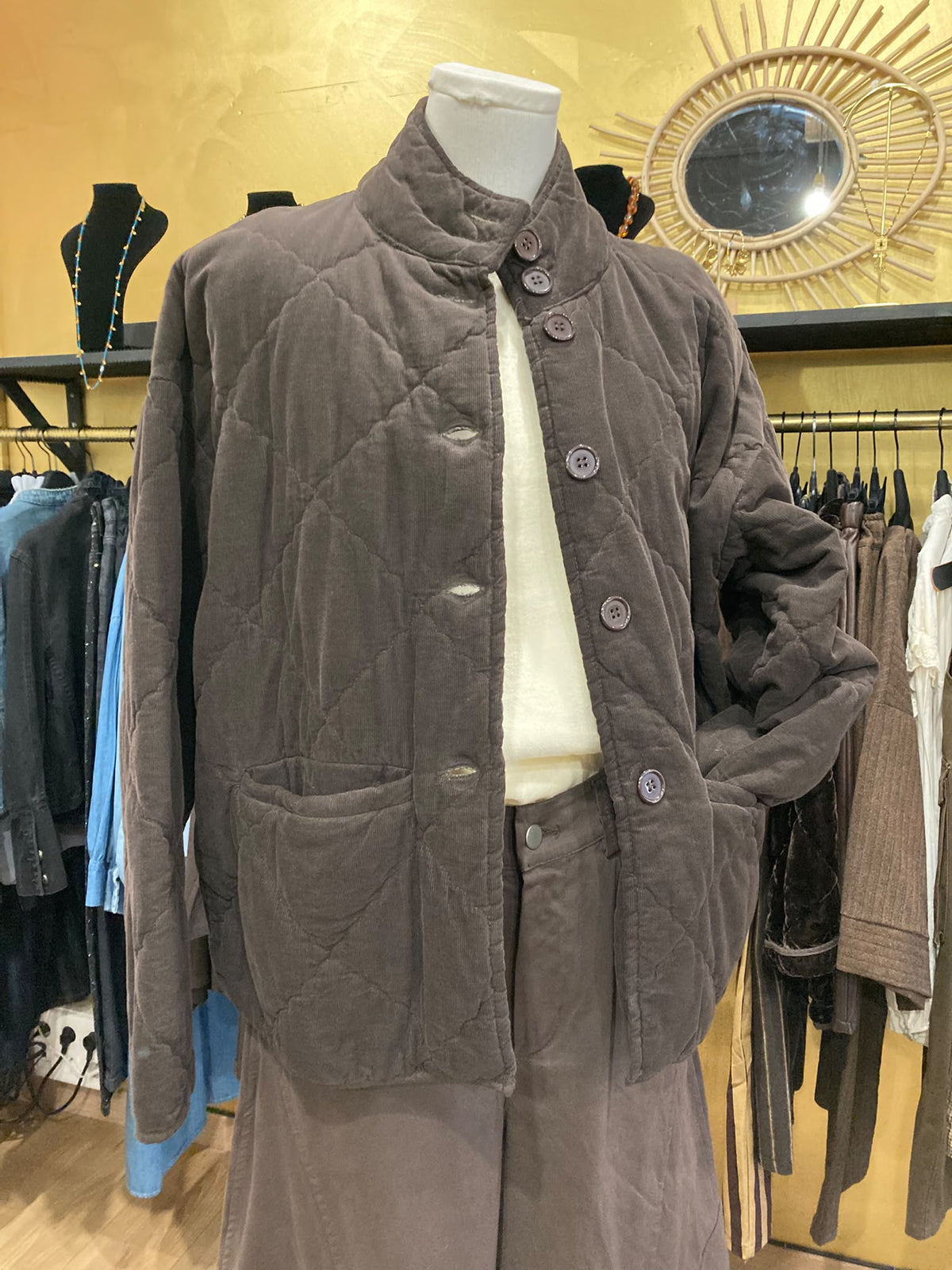 Blouson en velours milleraie marron Johanna Paris