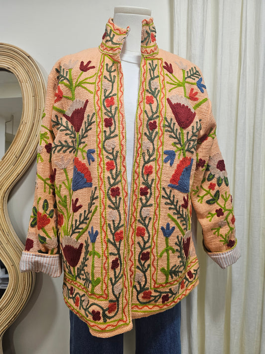 Veste brodée abricot Johanna Paris