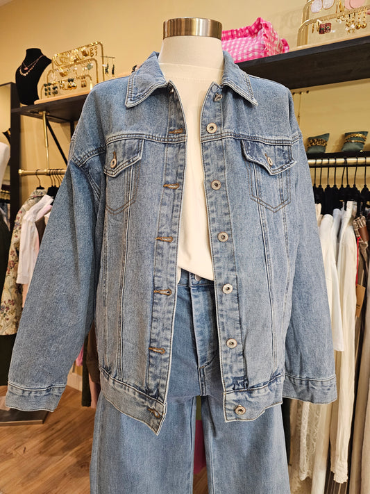 Veste en jeans palmiers