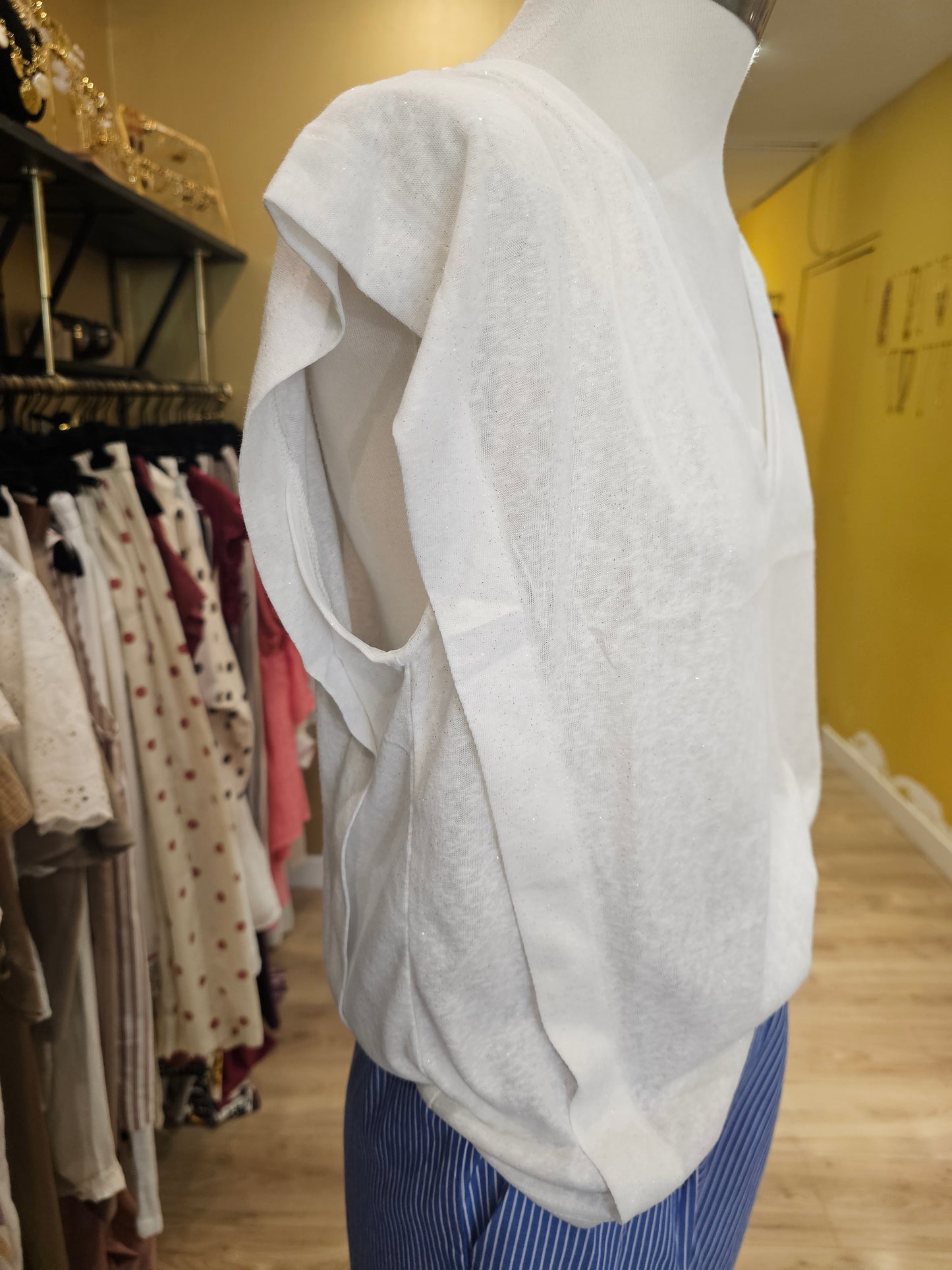 Tshirt col V pailleté