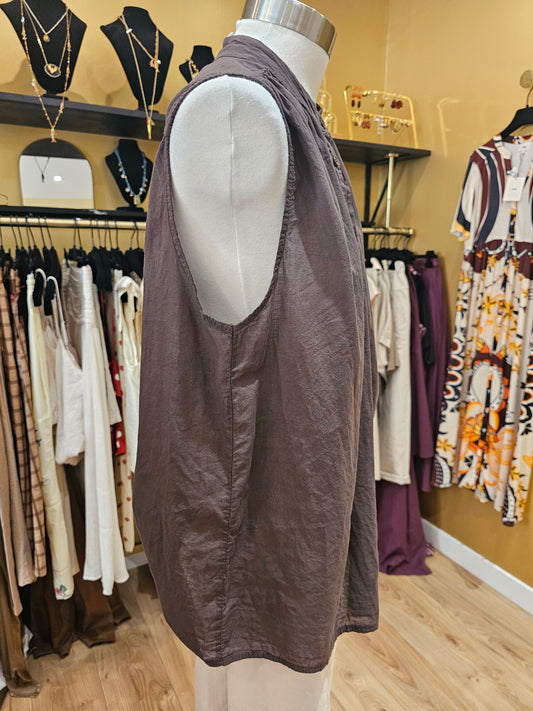 Debardeur en voile de coton marron Johanna Paris