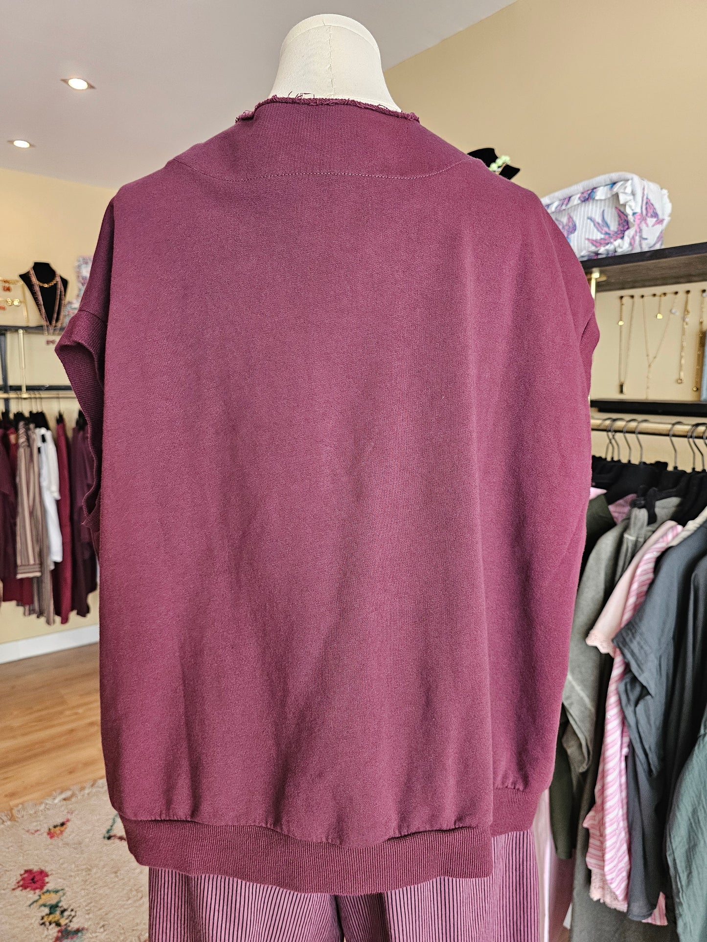 Gilet sweat prune
