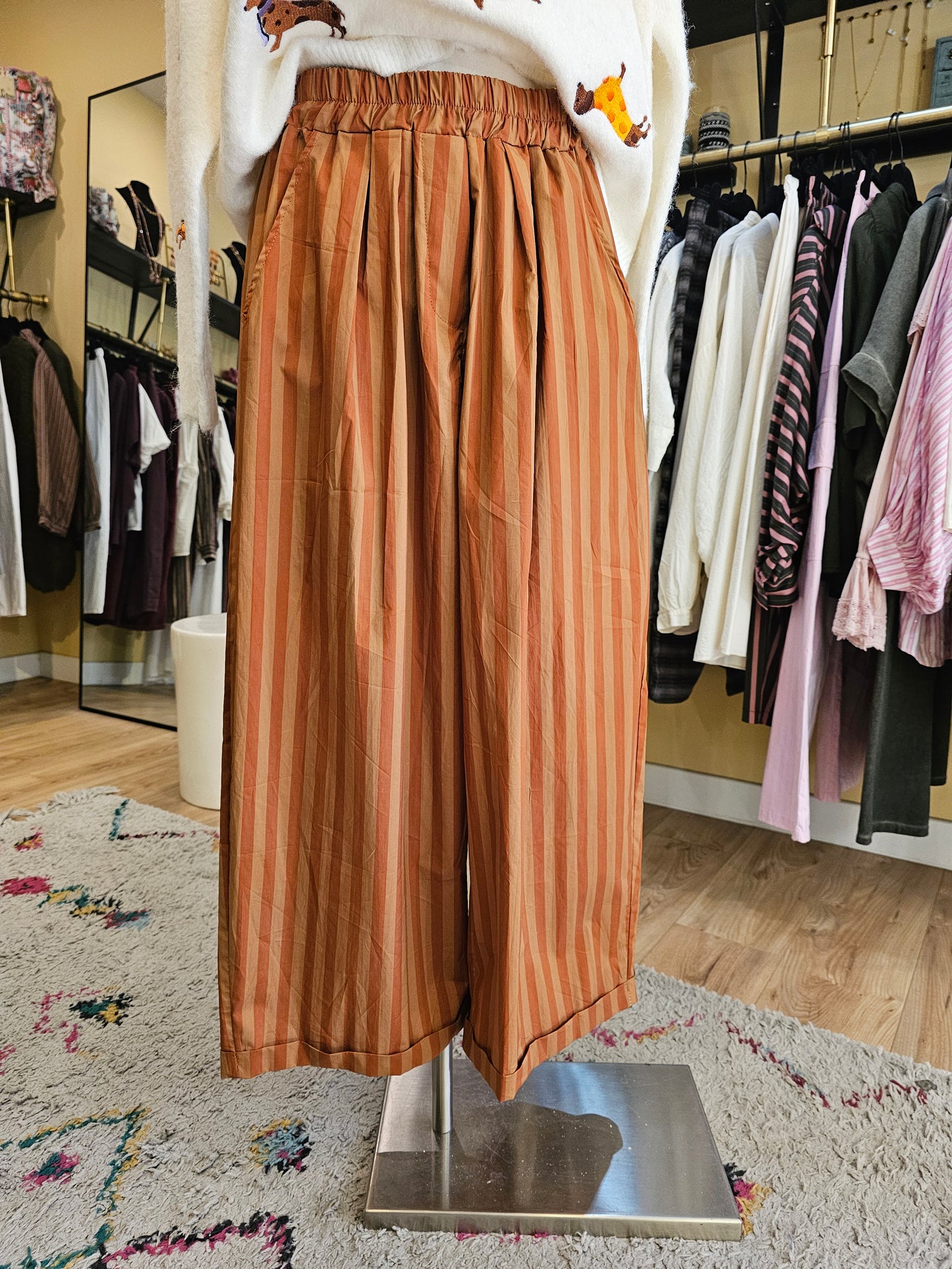 Pantalon rayé terracota