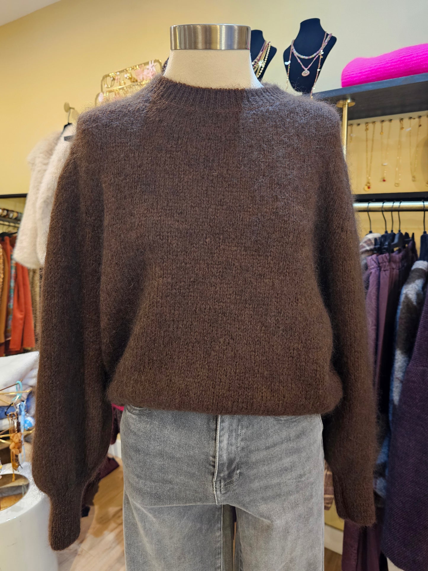 Pull mohair chocolat Johanna Paris