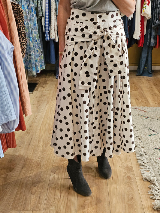 Jupe à pois marron