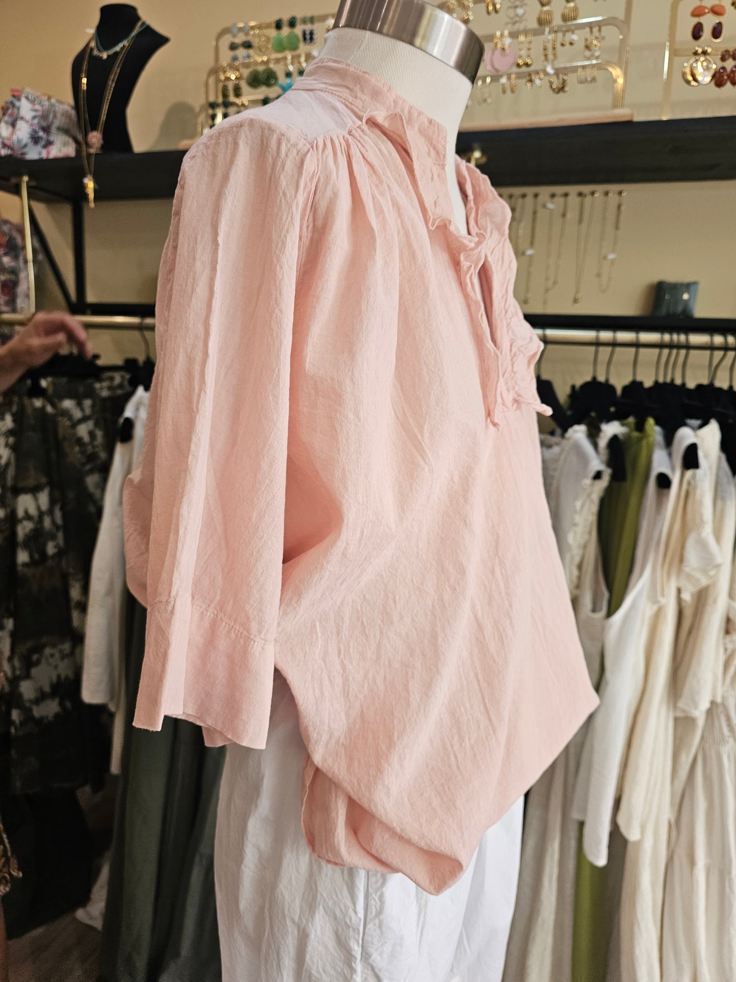 Top en voile de coton rose Johanna Paris
