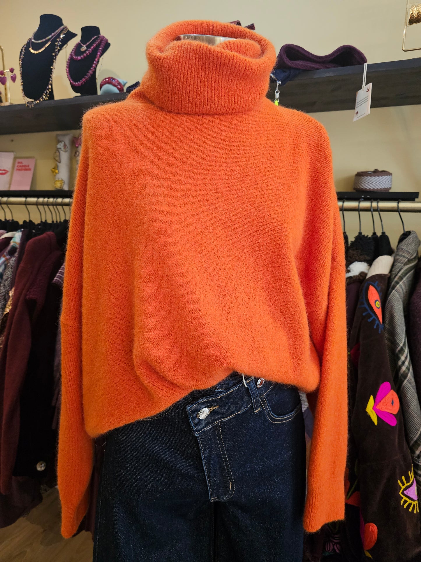 Pull col roulé orange Johanna Paris