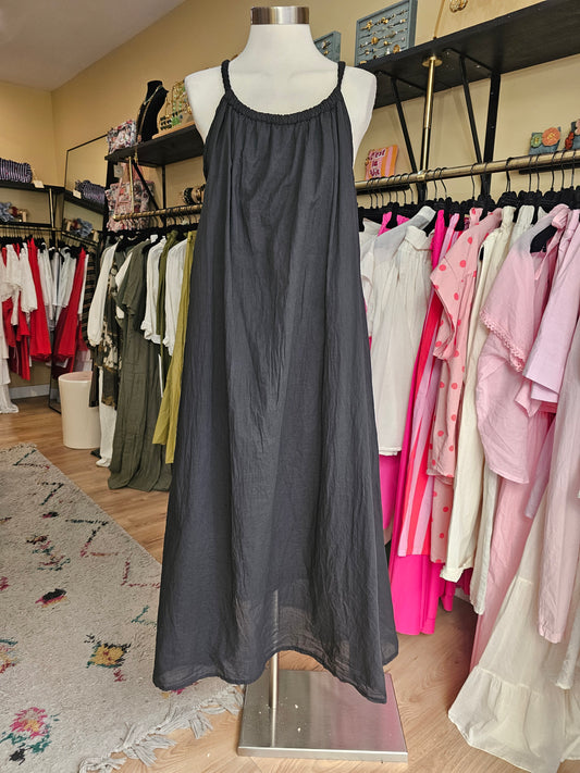 Robe en voile de coton noir johanna paris