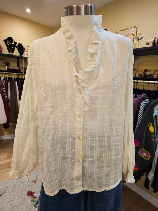 Chemise ecrue col volanté Johanna Paris