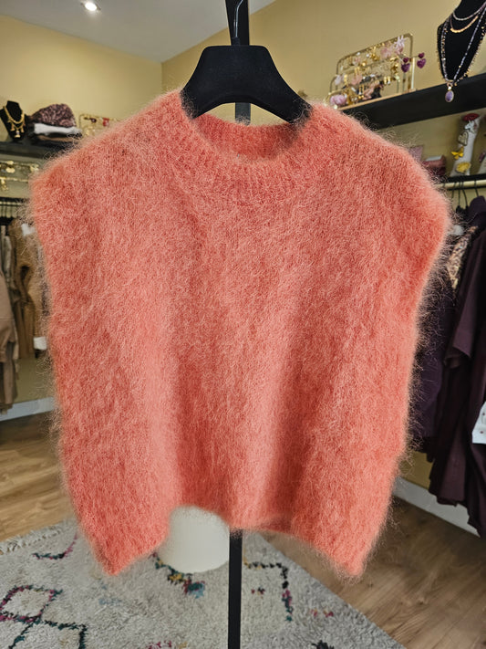 Pull sans manche mohair