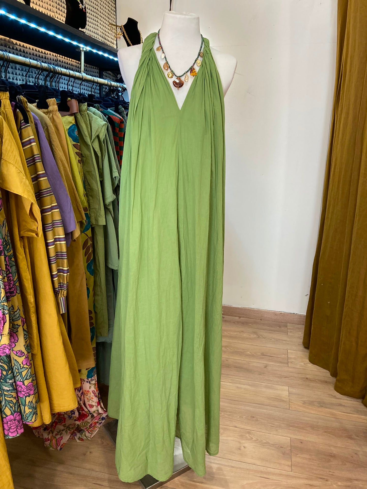 Robe coton vert amande Johanna Paris