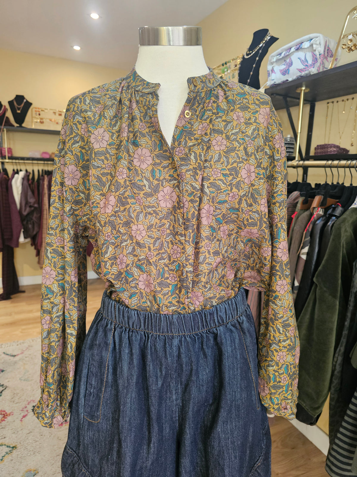 Chemise fleurie kaki Johanna Paris
