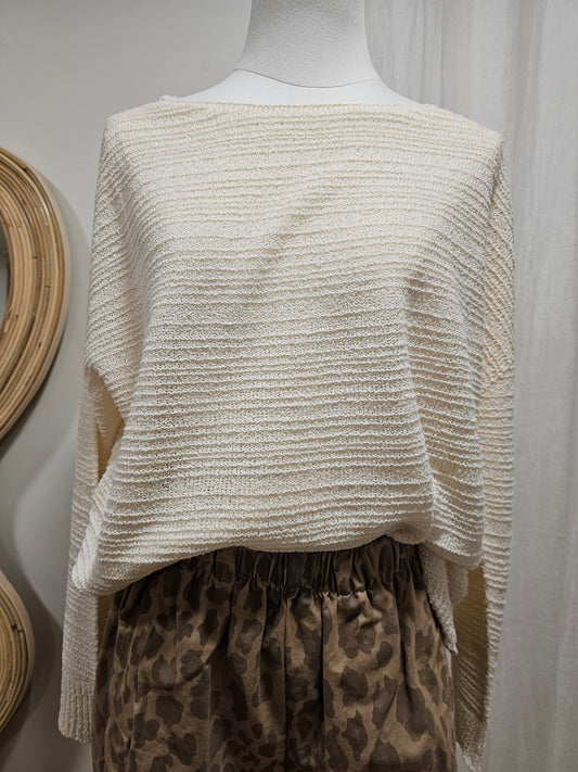 Pull ecru texturé