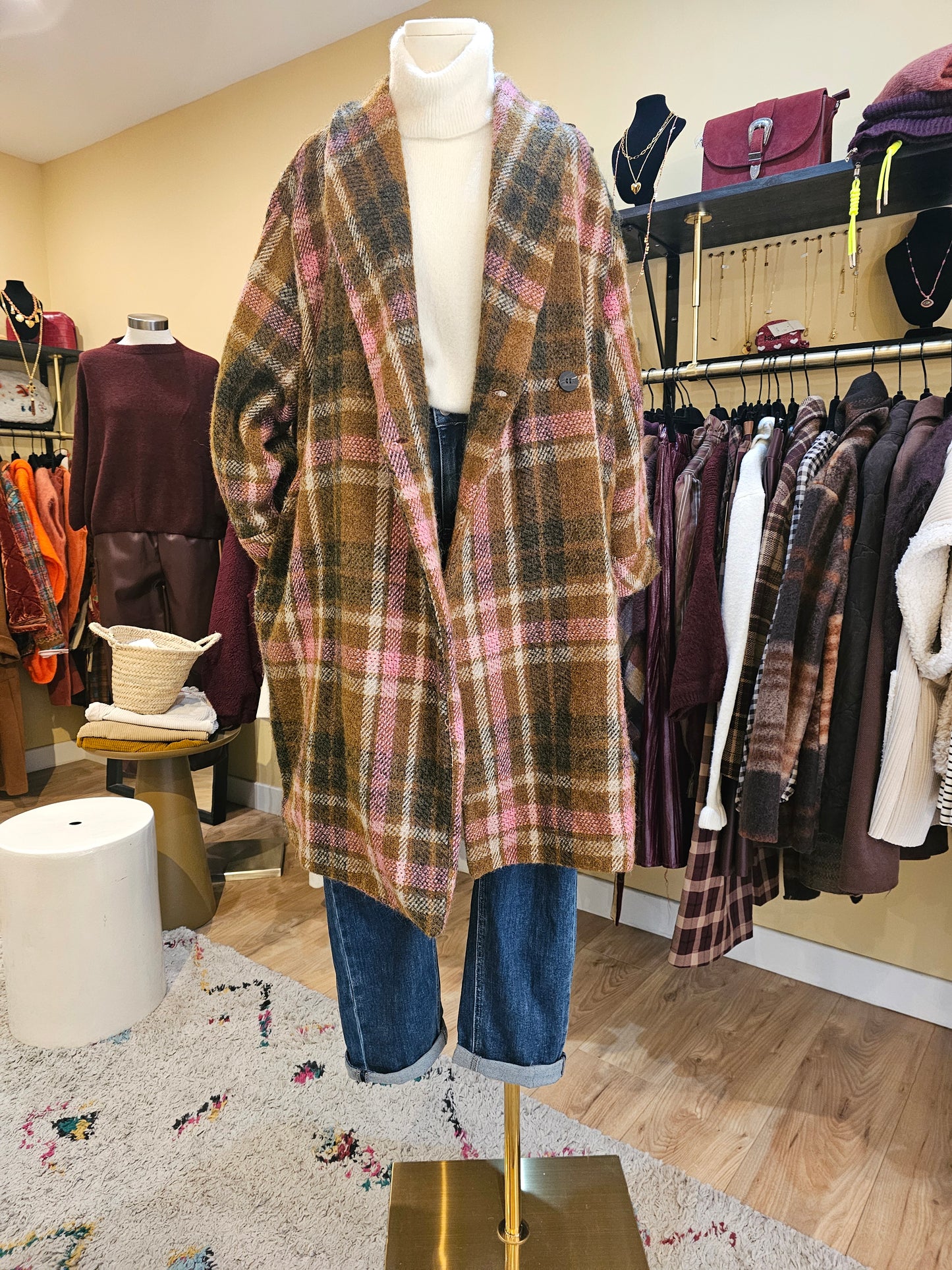 Manteau oversize à carreaux