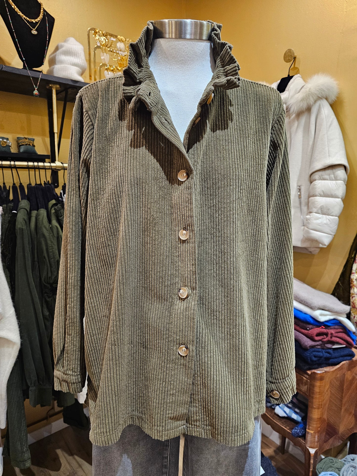 Chemise velours kaki Johanna Paris