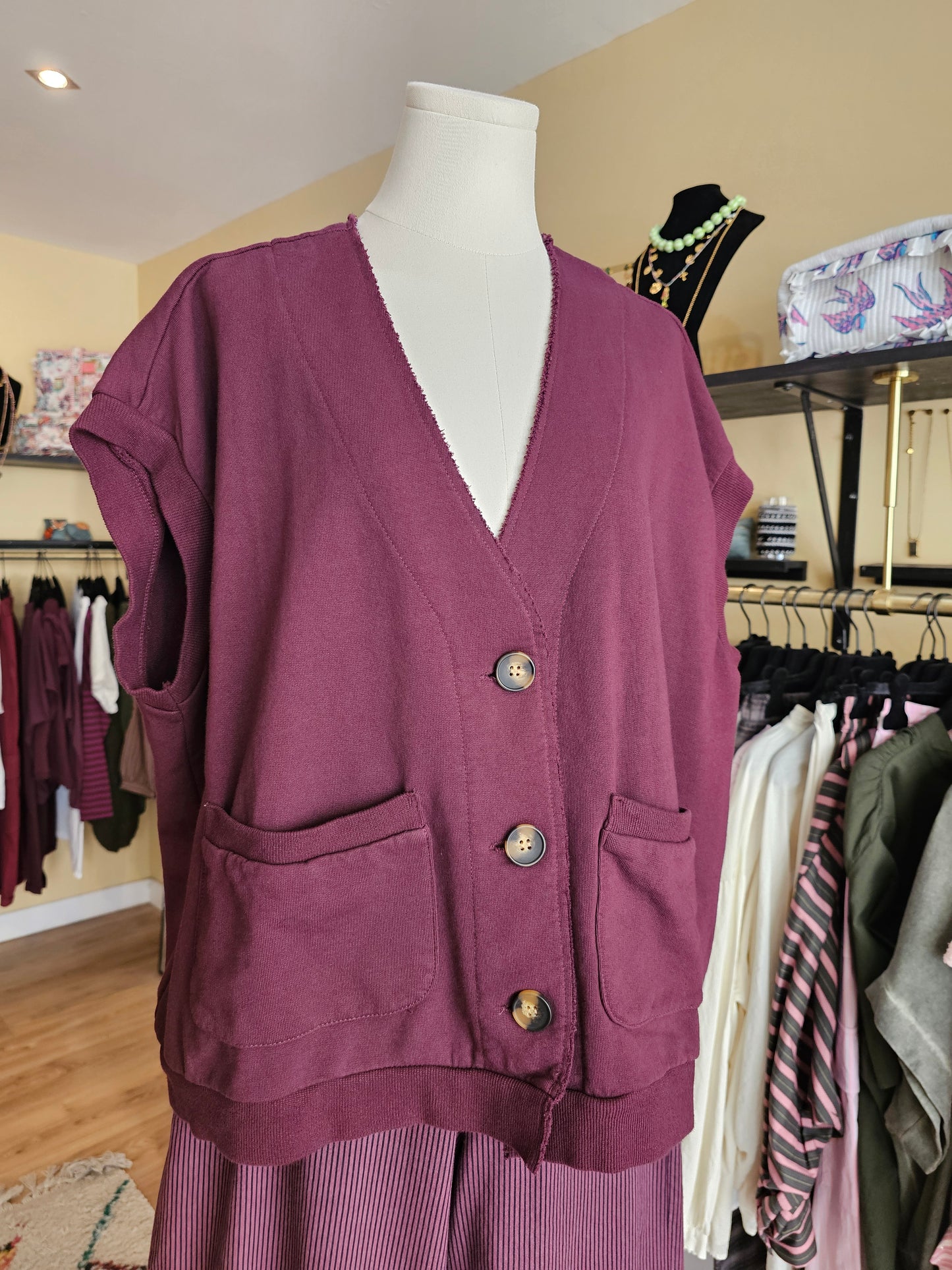 Gilet sweat prune