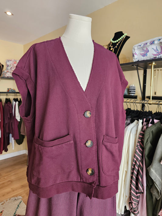 Gilet sweat prune