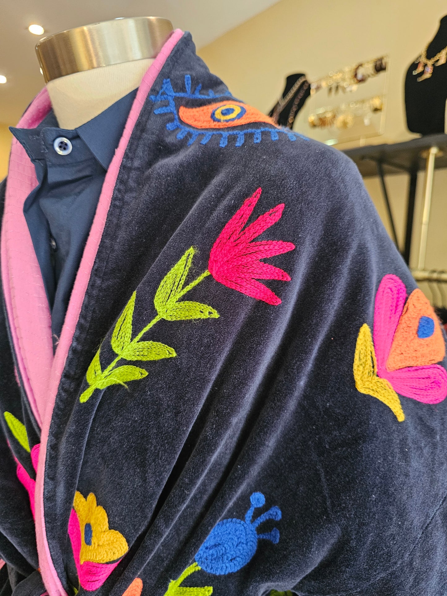Kimono brodé marine The corner
