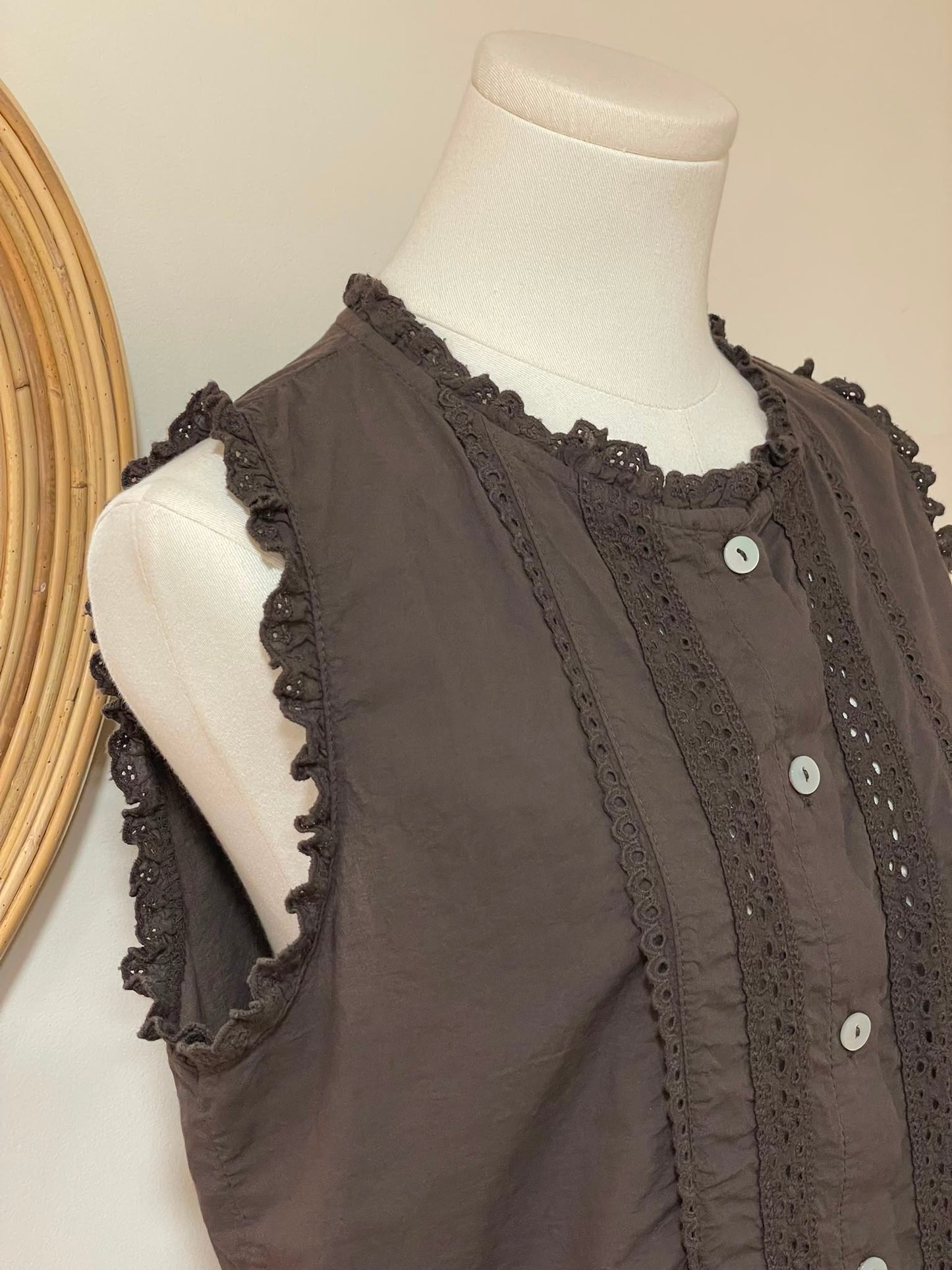 Top dentelle marron johanna paris