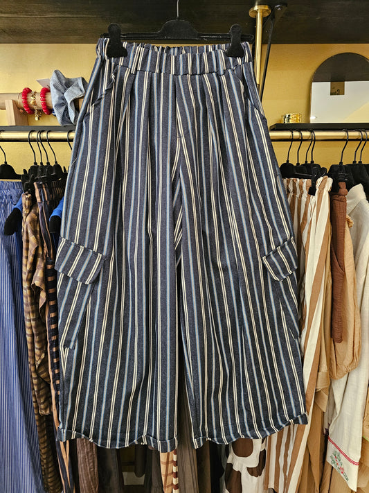 Pantalon rayé bleu