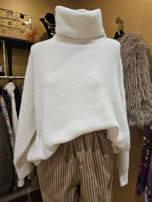Pull col roulé ecru Johanna Paris