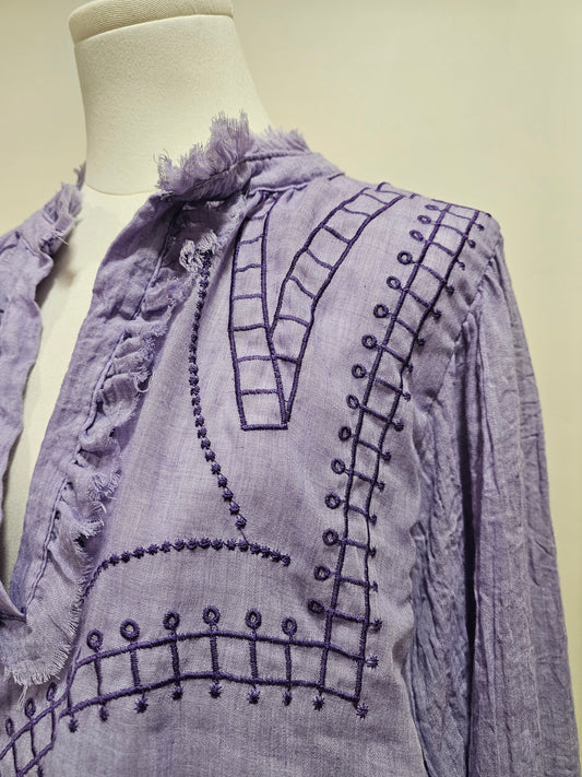Blouse brodée violette Johanna Paris