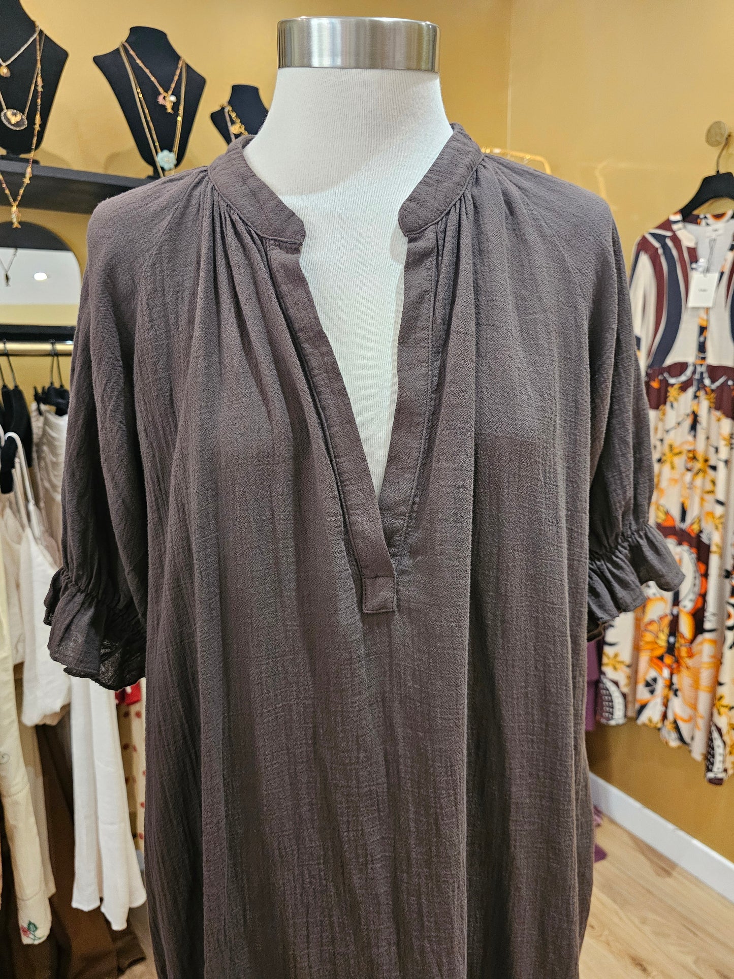 Robe marron en voile de coton Johanna Paris