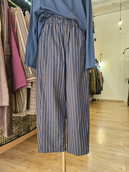 Pantalon magique marine rayé Johanna Paris