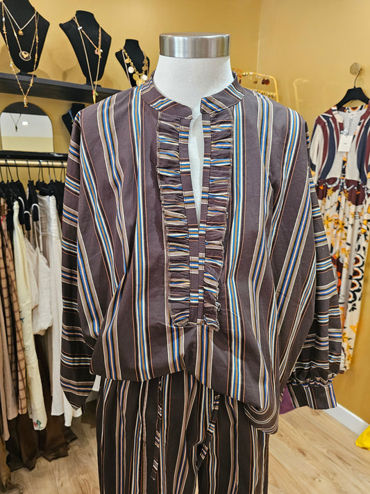 Blouse marron rayée Johanna Paris