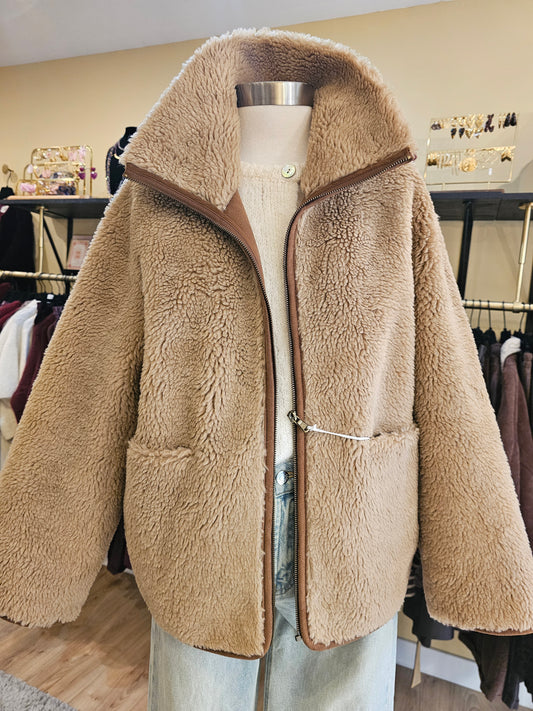 Veste sherpa camel