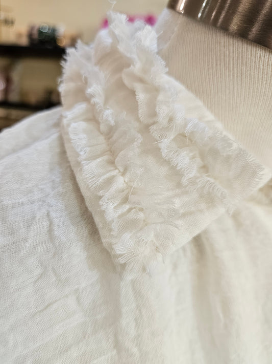 Chemise ecrue col volanté Johanna Paris